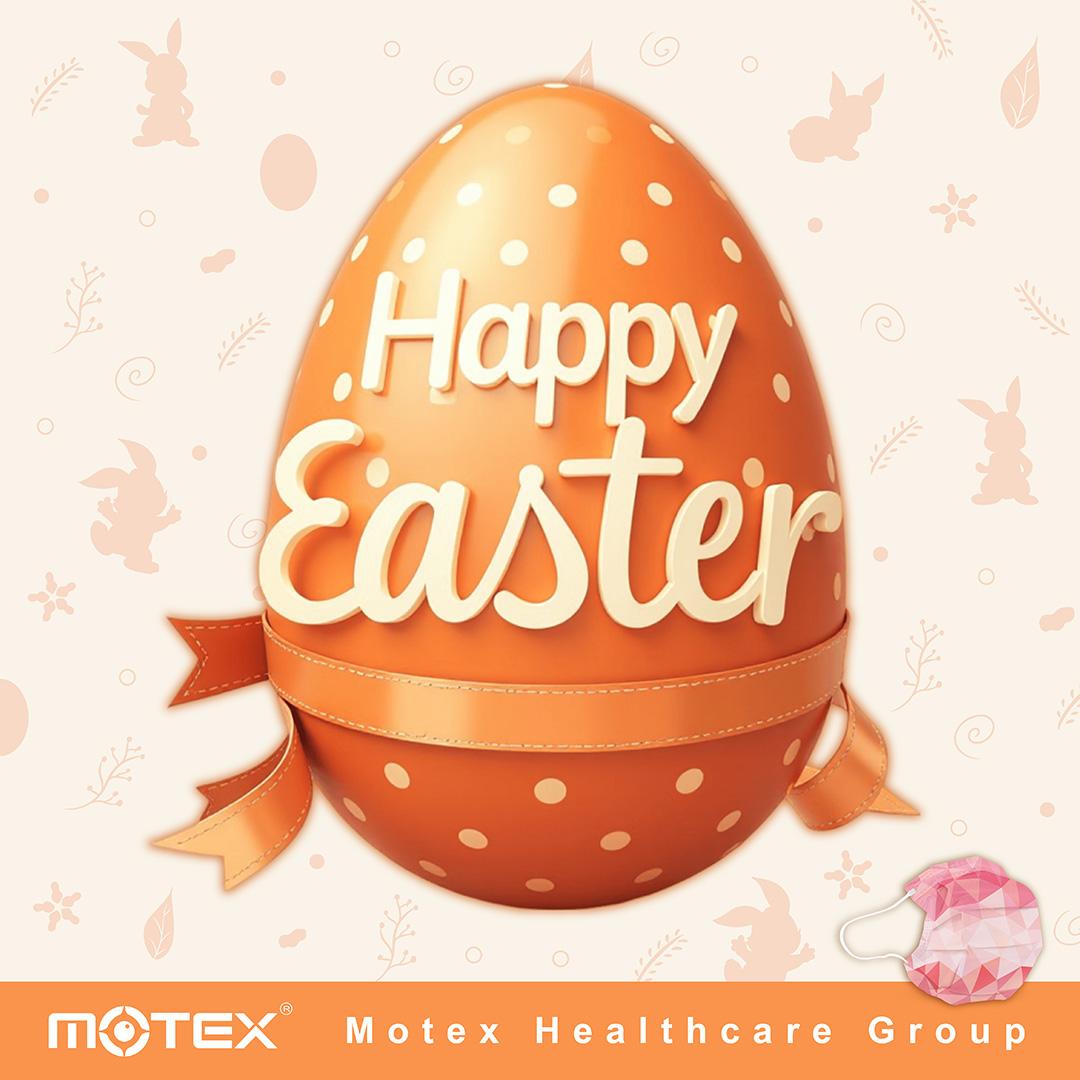 Happy Easter! An orange polka-dot Easter egg with ribbon and festive icons symbolizes hope and renewal.